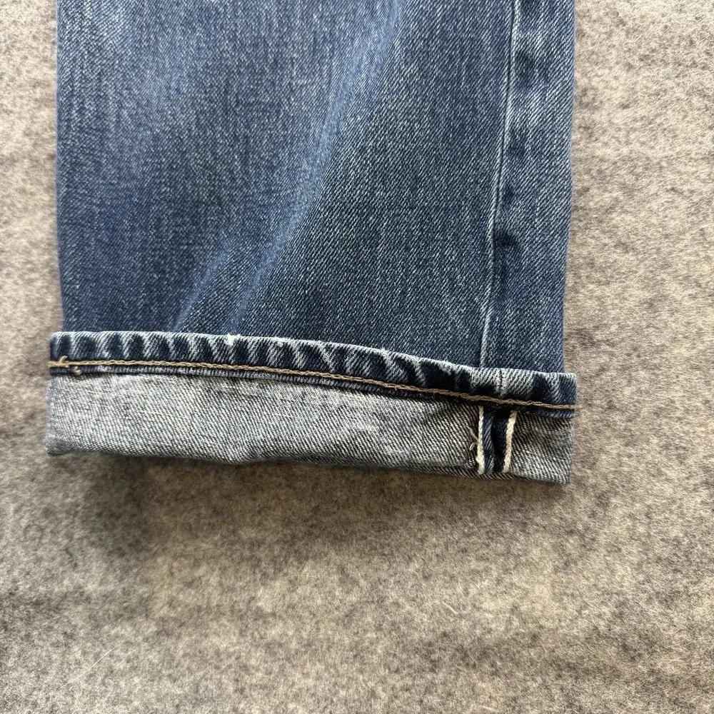 Banana Republic Selvedge Jeans Mens 38x32 Skinny Indigo Blue Denim Distressed